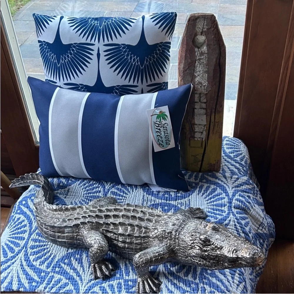 Modern Woven Birds in Flight Cranes Blue Gray KING Bedspread 2 Side FLiPSiDE NEW - Picture 16 of 16